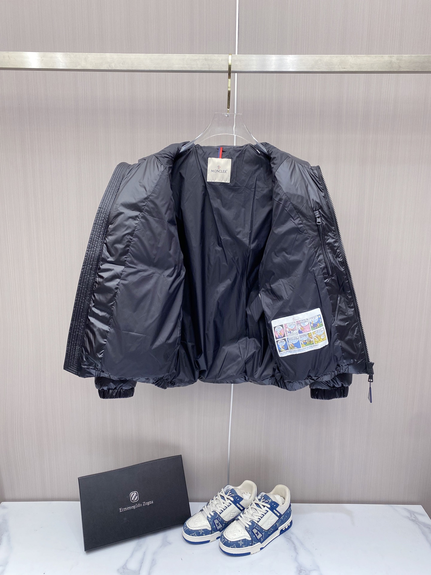 Moncler Couple Down Jacket Goose Down Black Loose Fit M-l