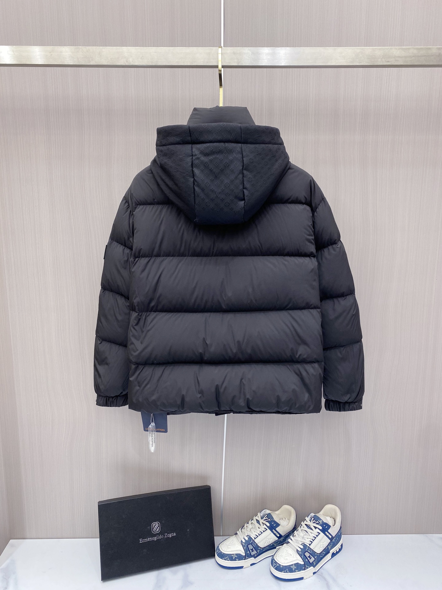 Louis Vuitton Male Down Jacket Goose Down Black Hooded S-m-l-xl