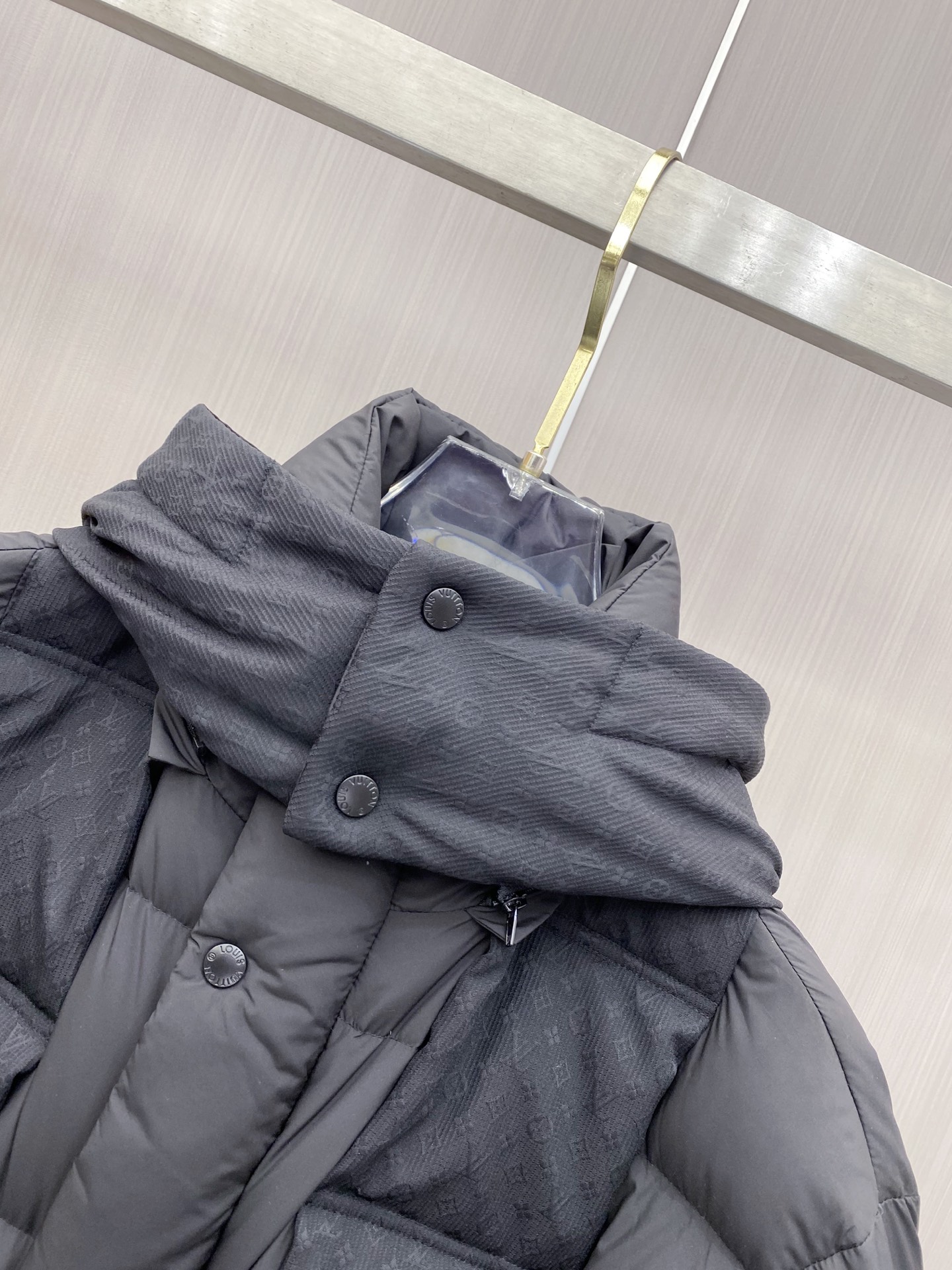 Louis Vuitton Male Down Jacket Goose Down Black Hooded S-m-l-xl