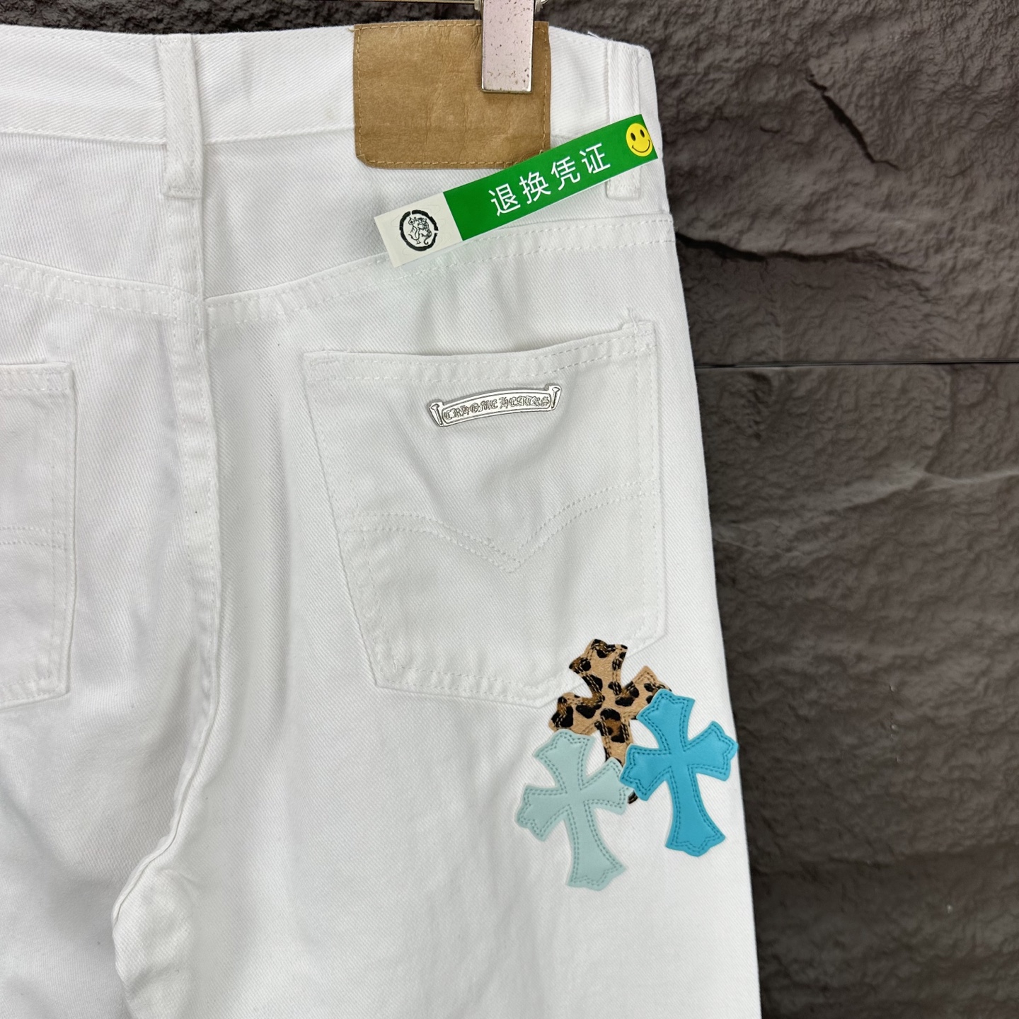 Chrome Hearts Couple Jeans White Loose Fit
