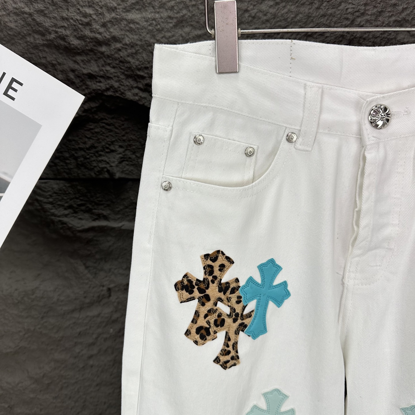 Chrome Hearts Couple Jeans White Loose Fit