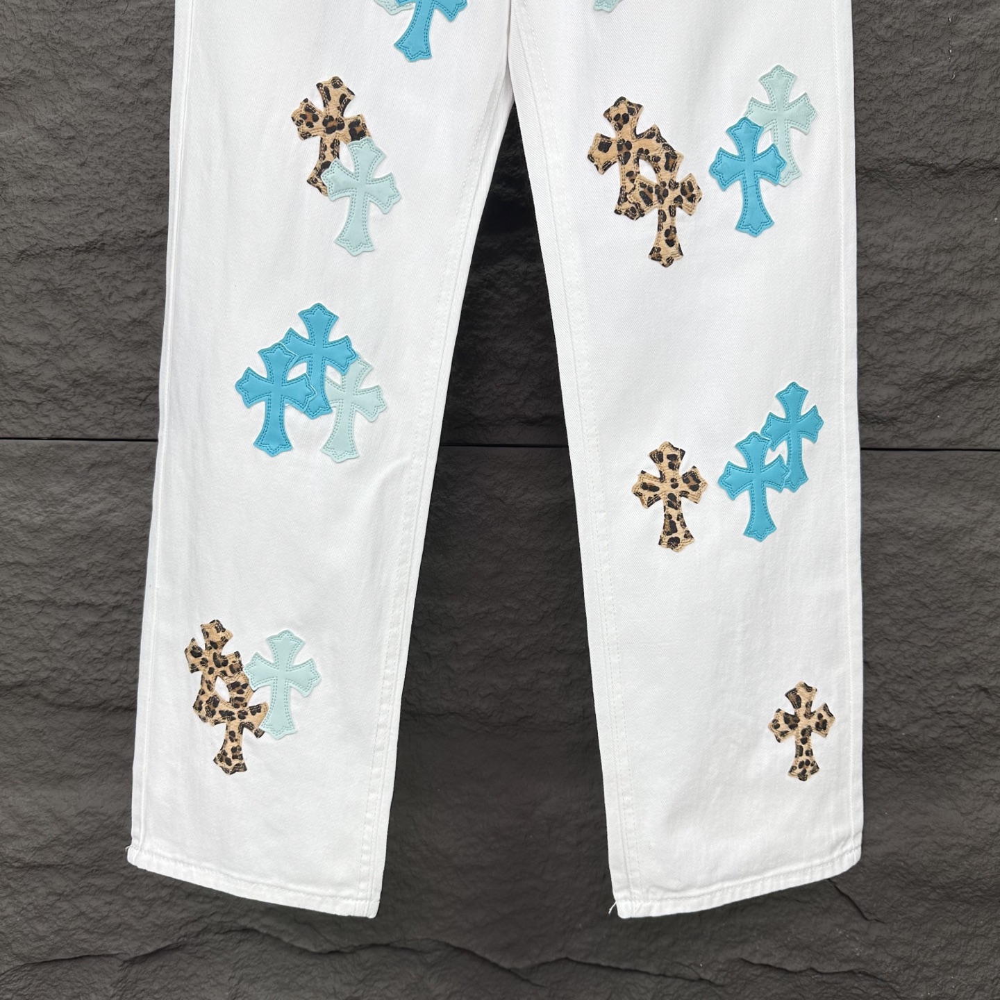 Chrome Hearts Couple Jeans White Loose Fit