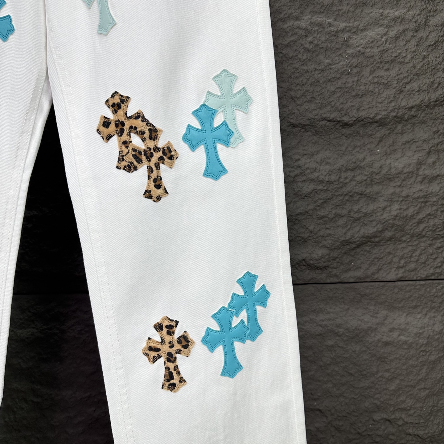 Chrome Hearts Couple Jeans White Loose Fit