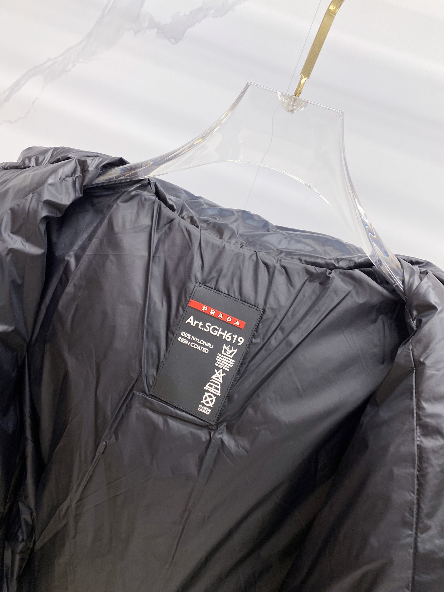 Prada Down Jacket White Duck Down Black Hooded 54-48-56-50-52