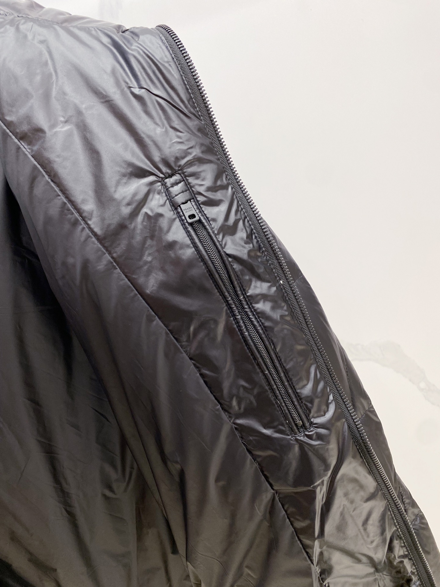 Prada Down Jacket White Duck Down Black Hooded 54-48-56-50-52