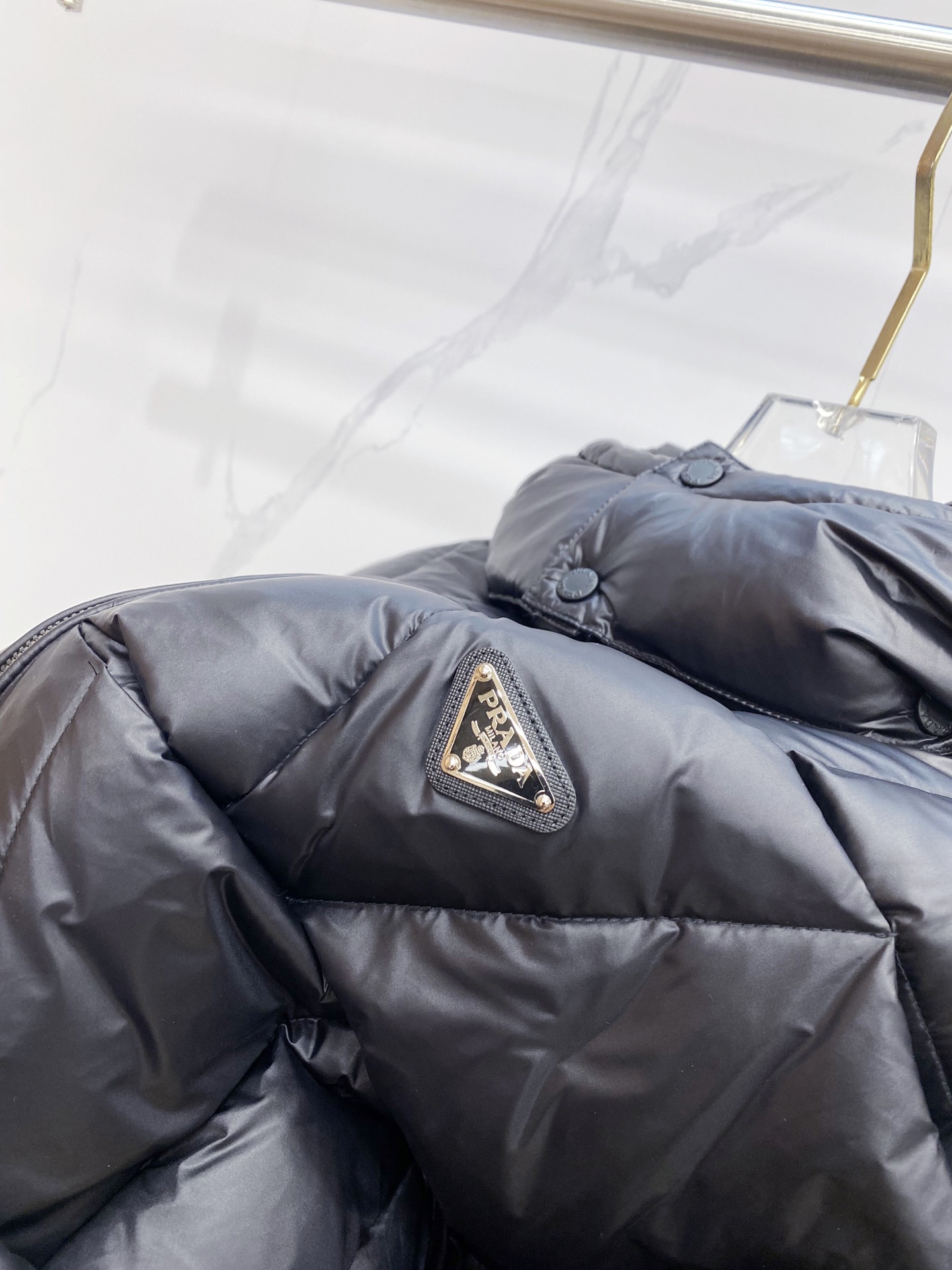 Prada Down Jacket White Duck Down Black Hooded 54-48-56-50-52