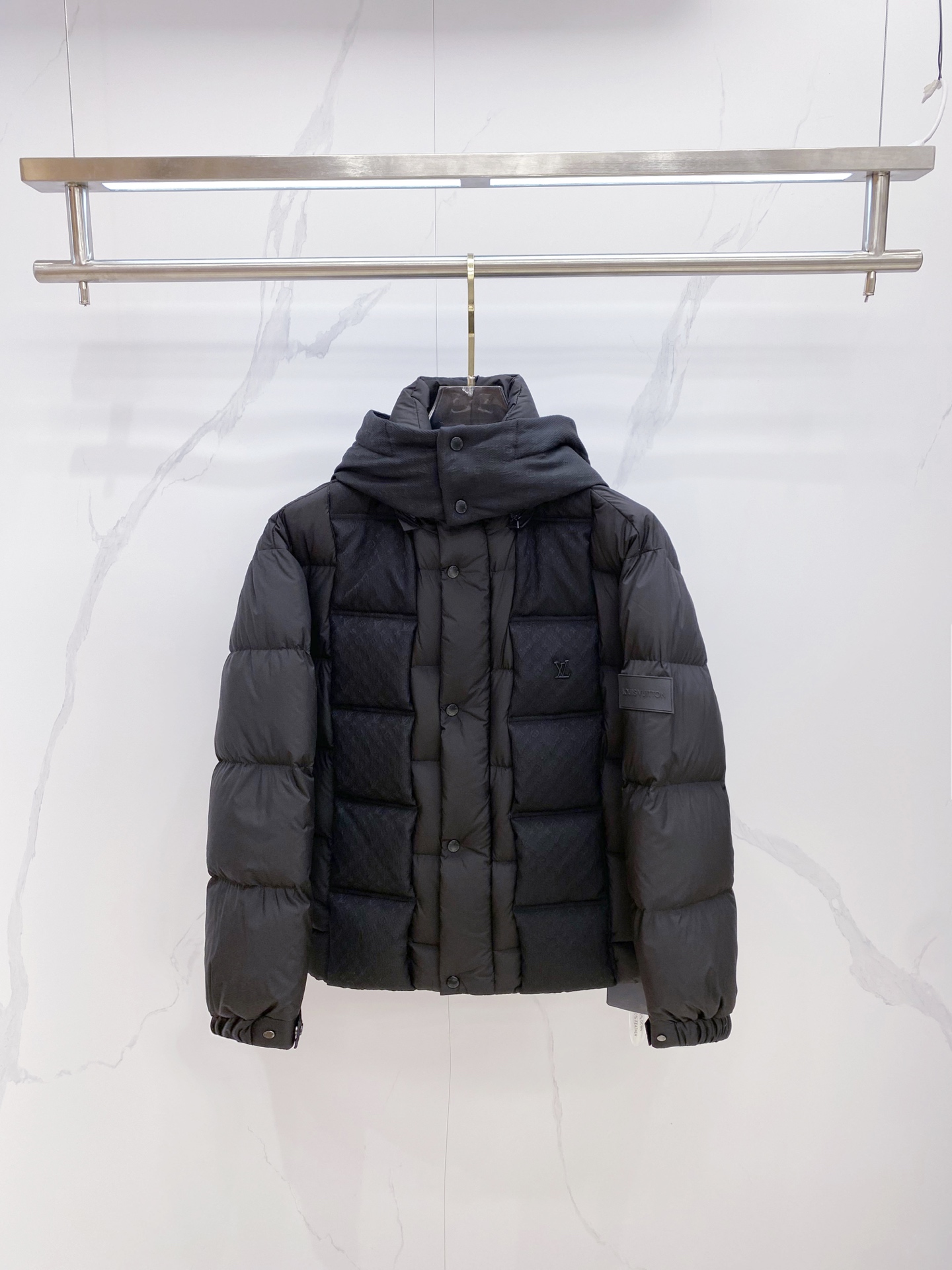 Louis Vuitton Male Down Jacket Goose Down Black Hooded S-m-l-xl