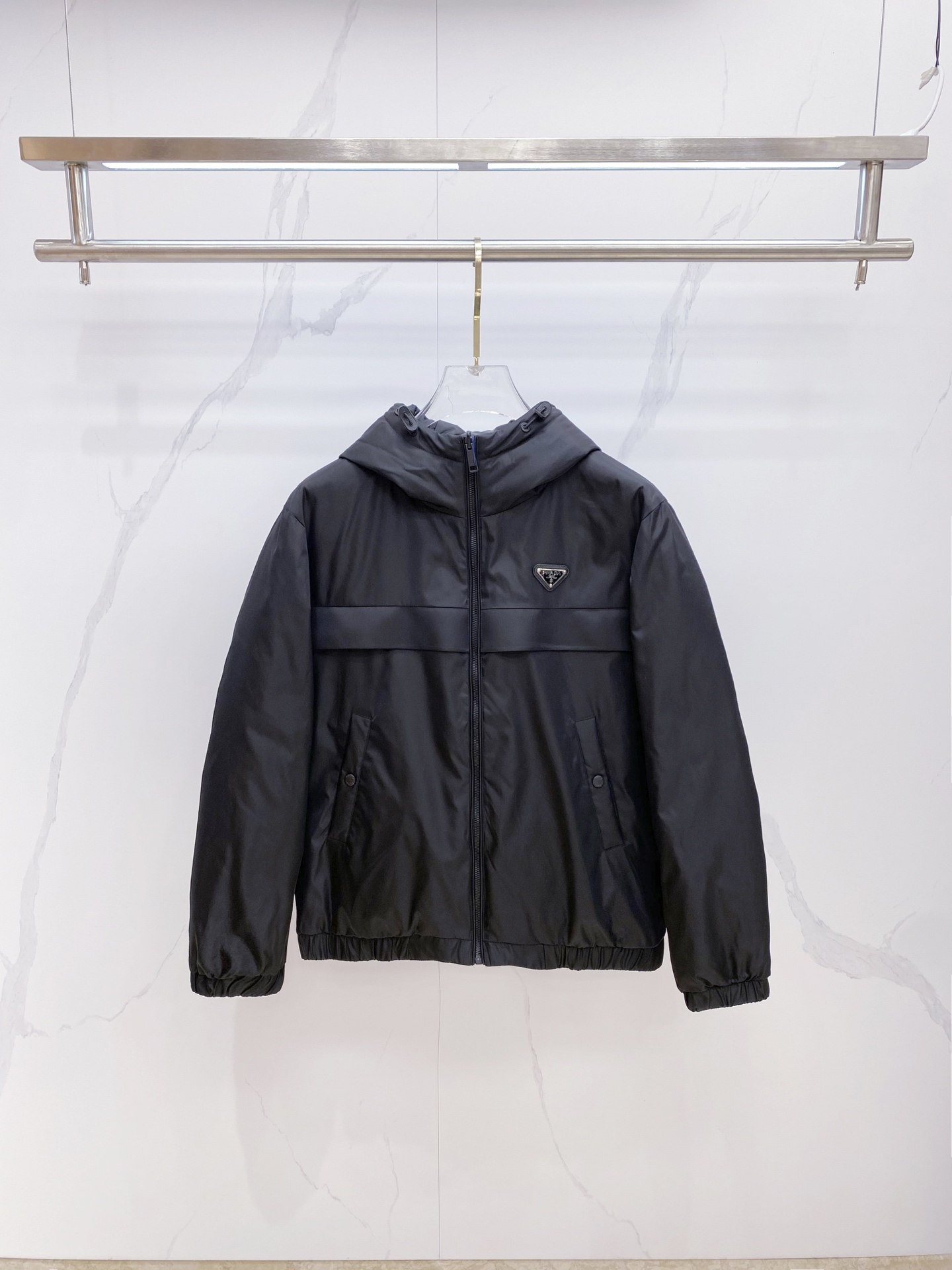 Prada Down Jacket Black Hooded M-54-48-56-50-52