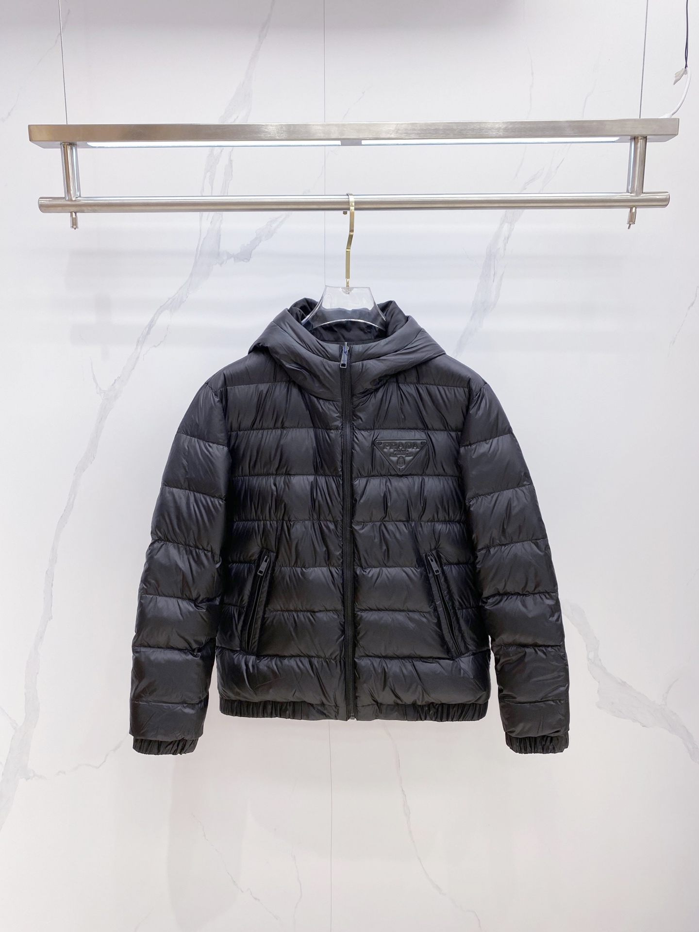 Prada Down Jacket Black Hooded M-54-48-56-50-52