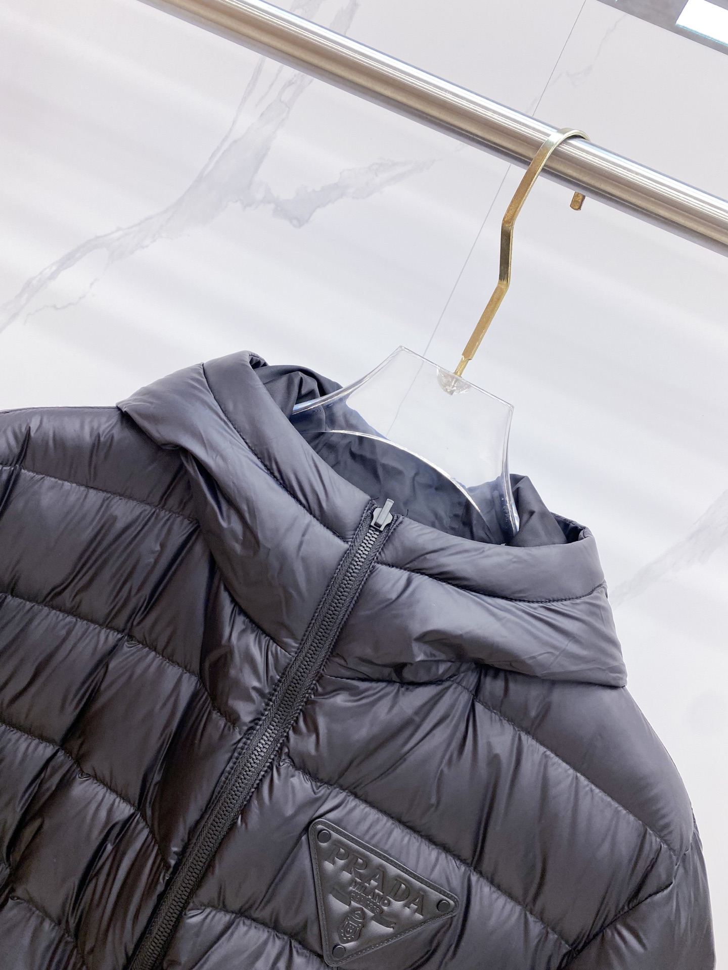 Prada Down Jacket Black Hooded M-54-48-56-50-52