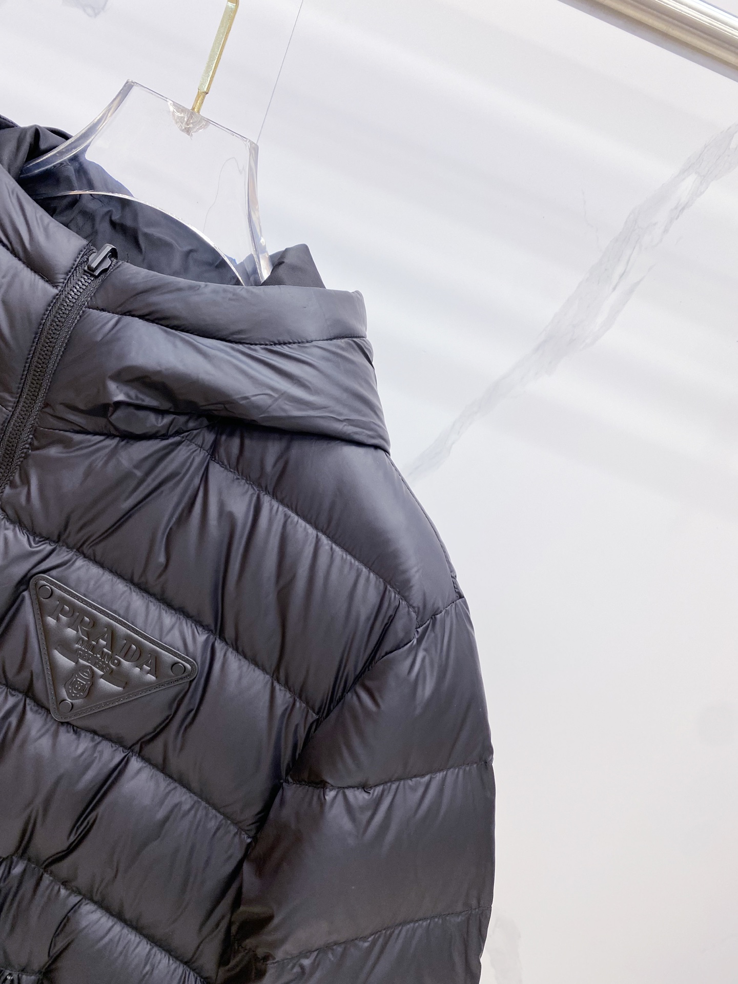 Prada Down Jacket Black Hooded M-54-48-56-50-52