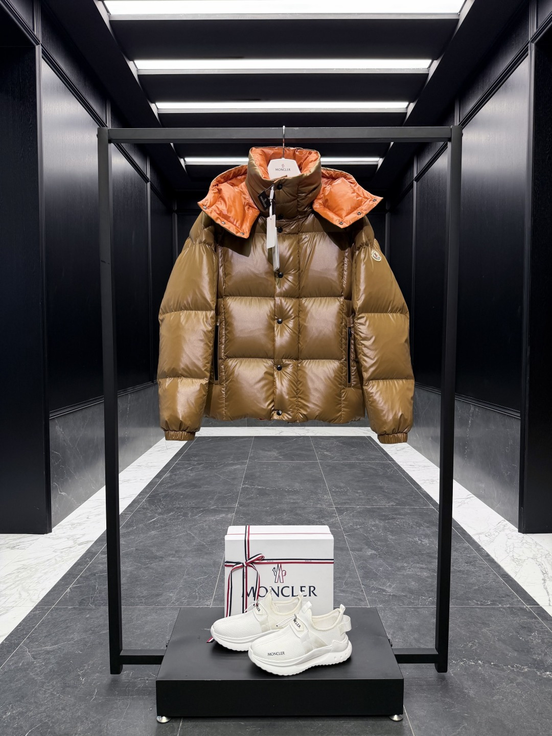 Moncler Male Down Jacket Goose Down Brown Hooded S-m-l