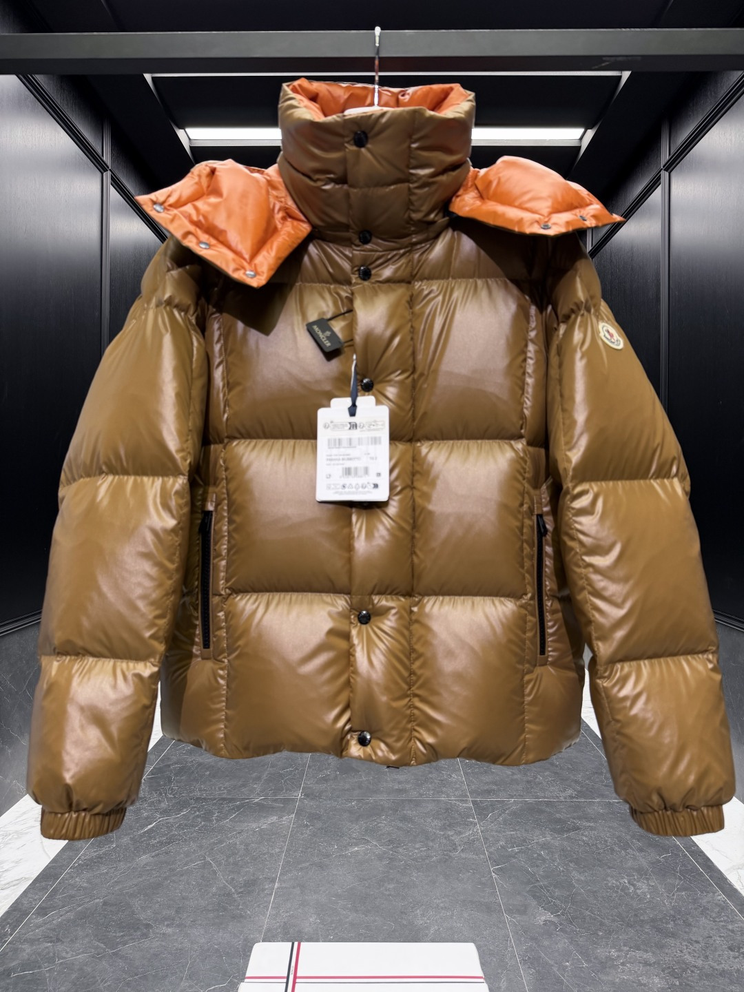 Moncler Male Down Jacket Goose Down Brown Hooded S-m-l