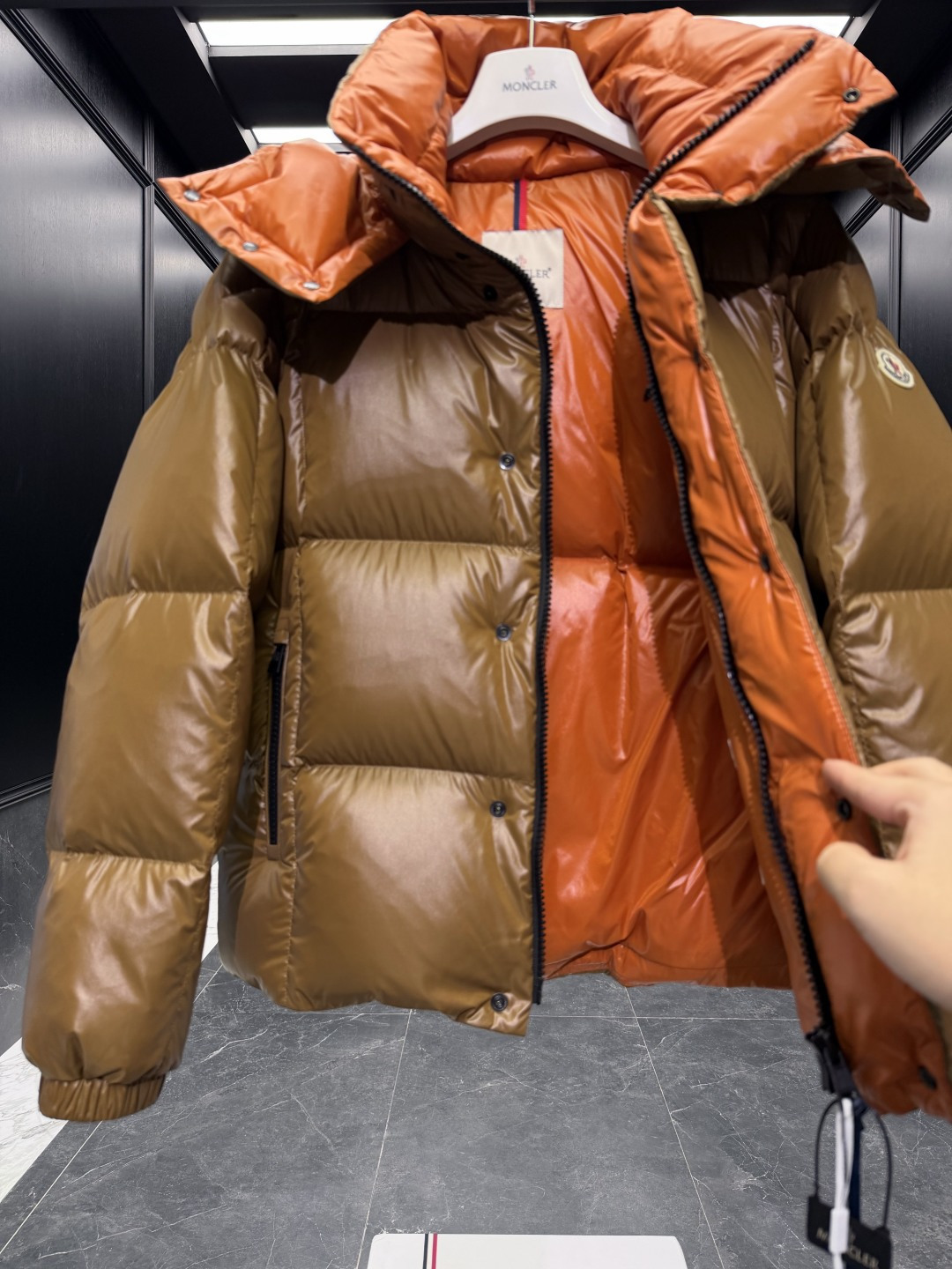 Moncler Male Down Jacket Goose Down Brown Hooded S-m-l