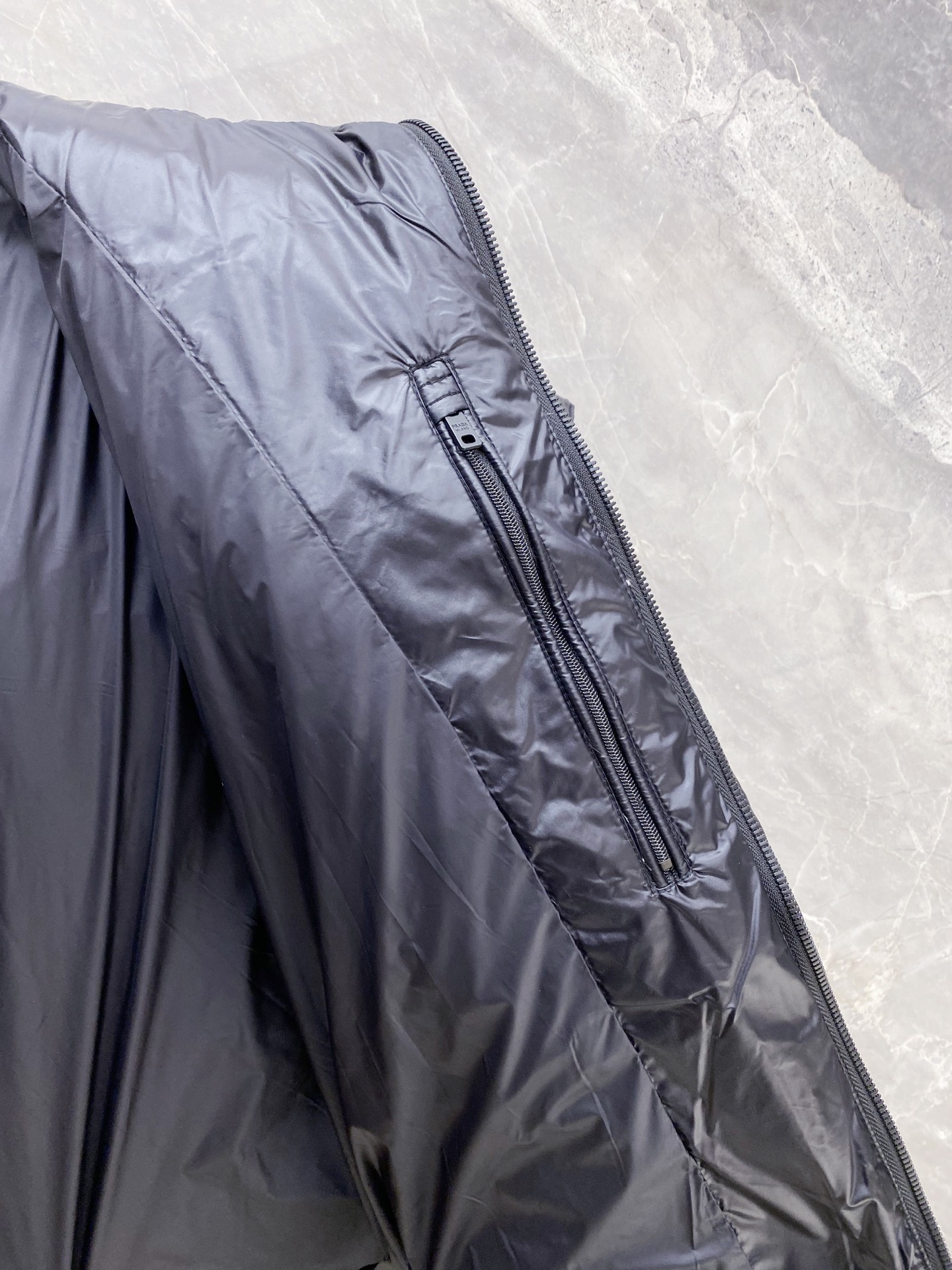 Prada Down Jacket White Duck Down Black Hooded 54-48-56-50-52