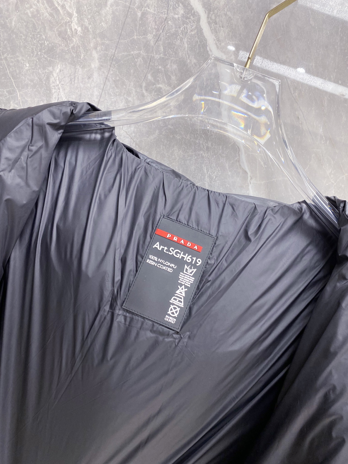 Prada Down Jacket White Duck Down Black Hooded 54-48-56-50-52