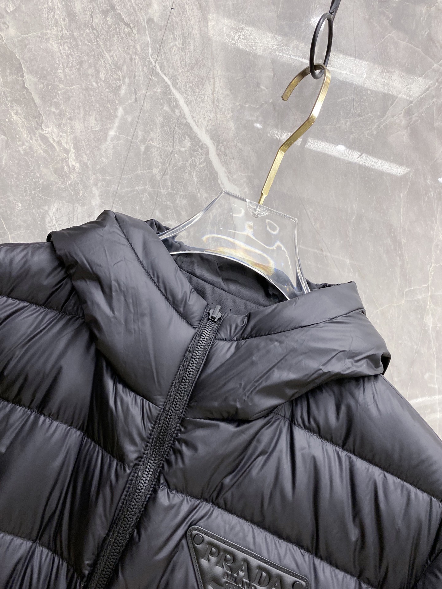 Prada Down Jacket Black Hooded M-54-48-56-50-52