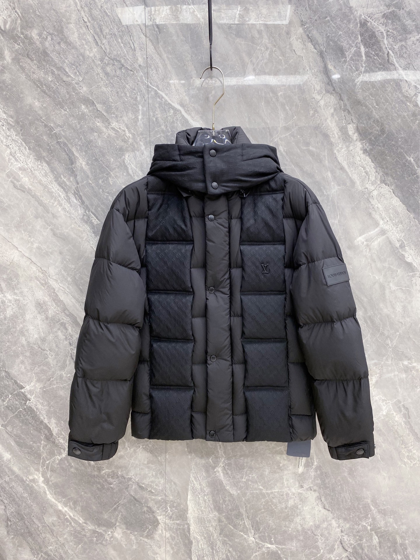Louis Vuitton Male Down Jacket Goose Down Black Hooded S-m-l-xl