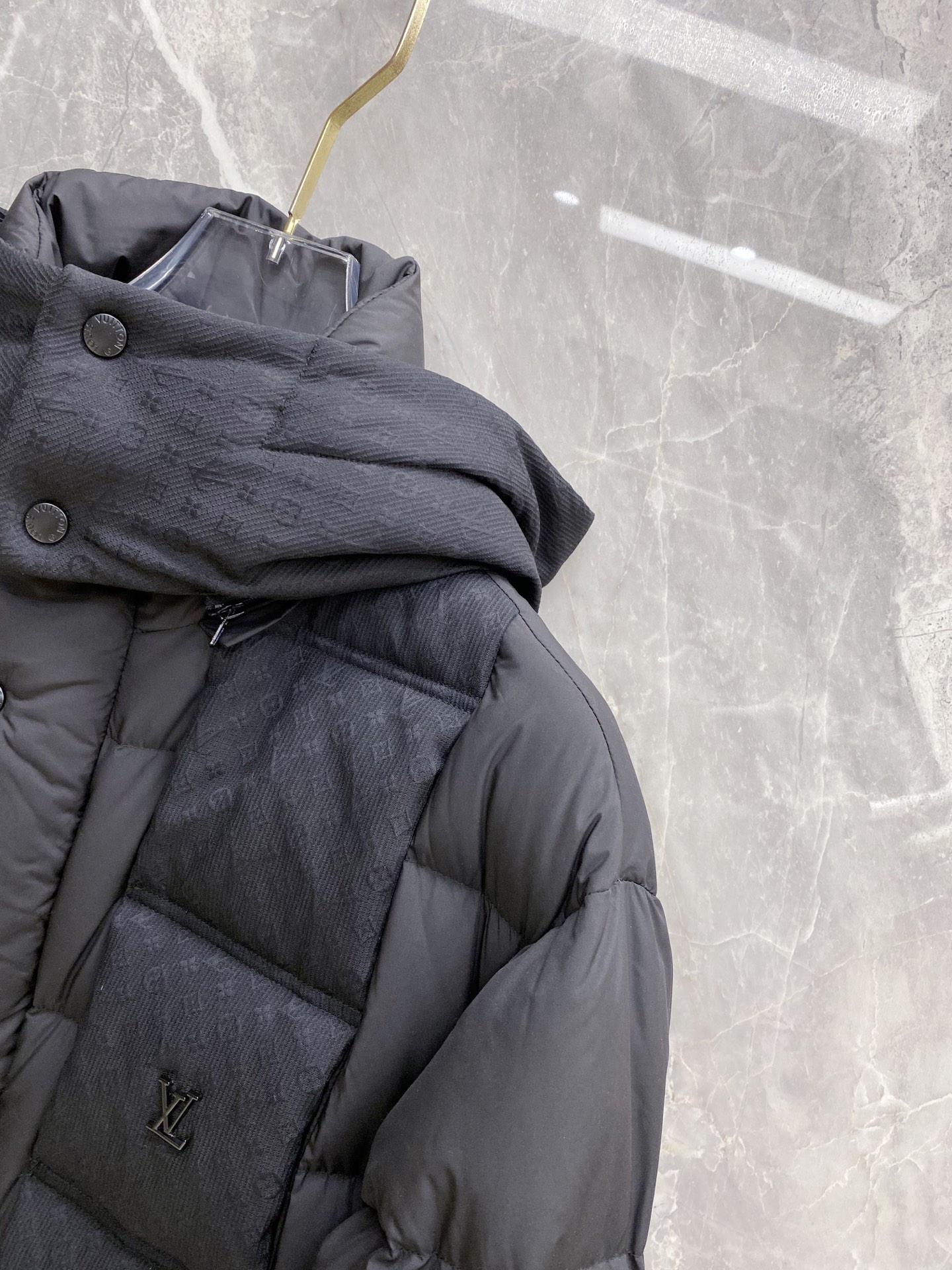 Louis Vuitton Male Down Jacket Goose Down Black Hooded S-m-l-xl