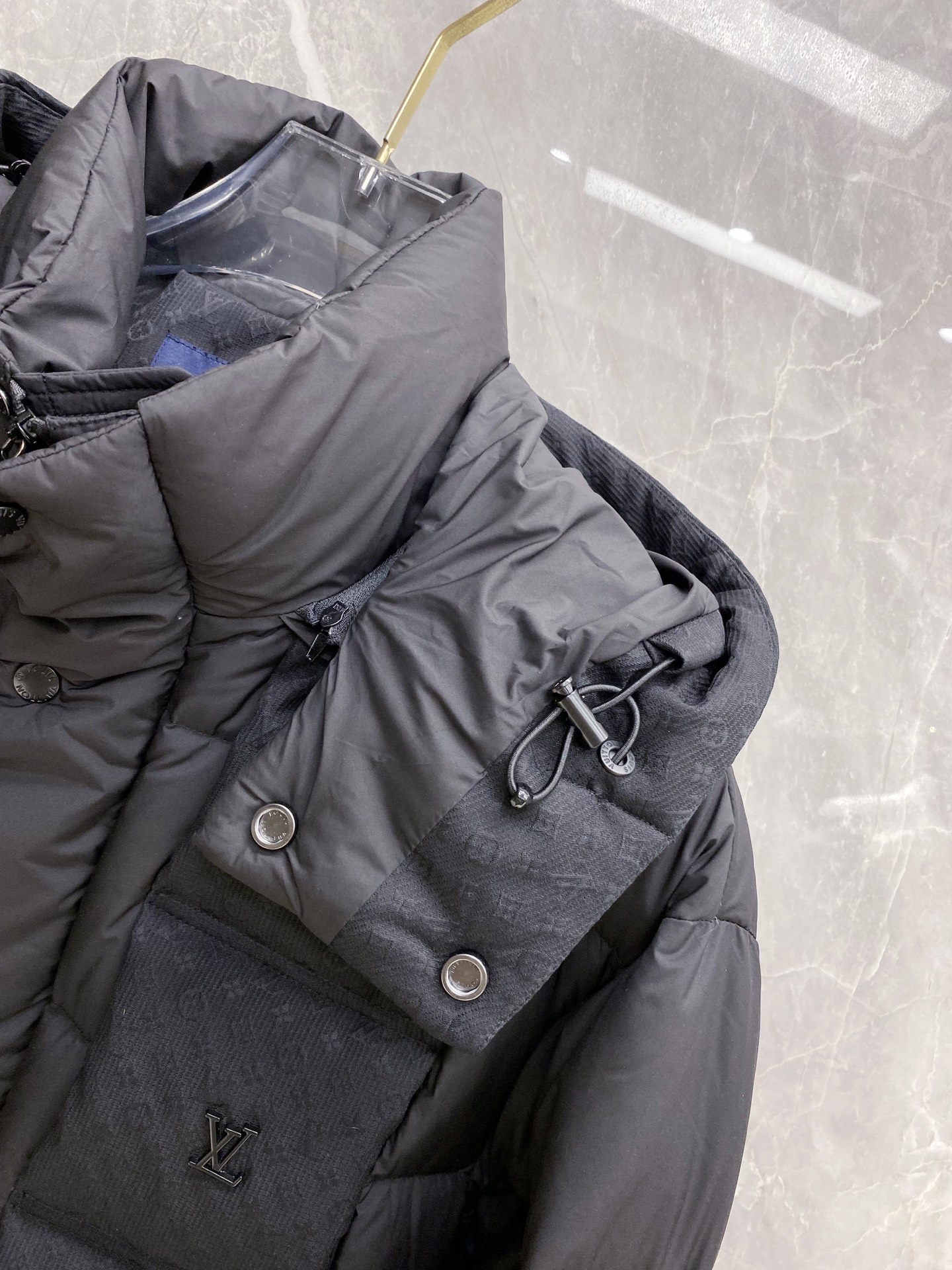 Louis Vuitton Male Down Jacket Goose Down Black Hooded S-m-l-xl