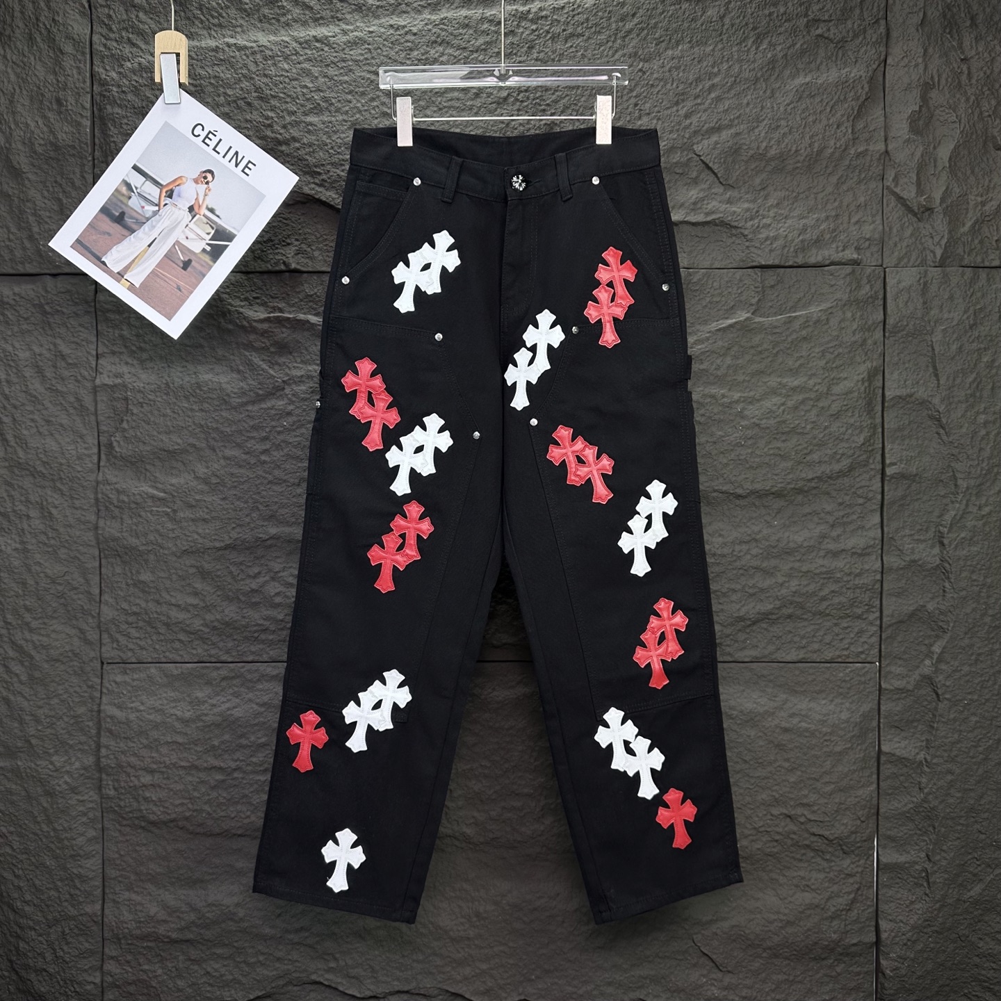 Chrome Hearts Couple Jeans Black Loose Fit