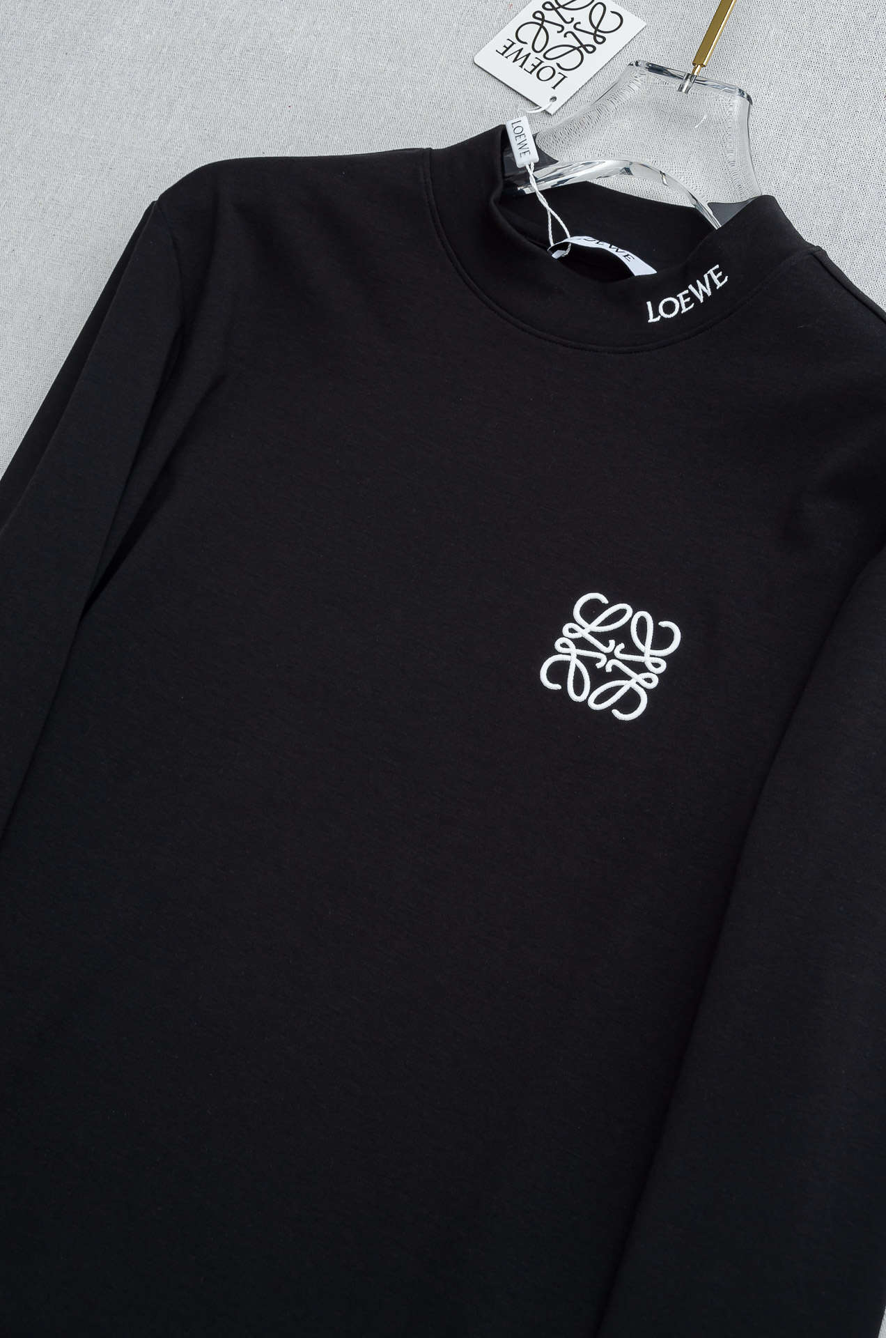 Loewe Male Shirt Black Fleece Lined S-l-xxl