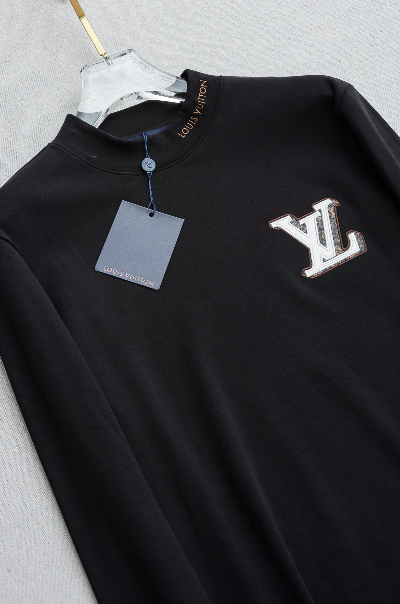 Louis Vuitton Male Shirt Black Fleece Lined S-l-xxl