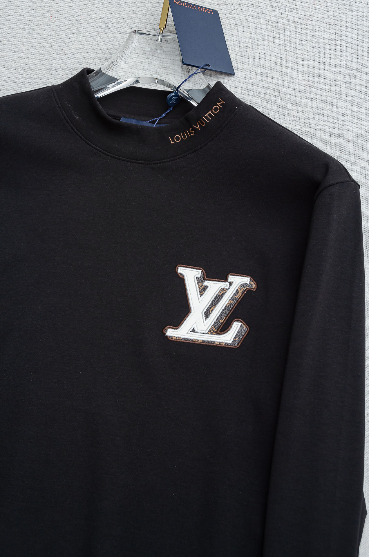 Louis Vuitton Male Shirt Black Fleece Lined S-l-xxl