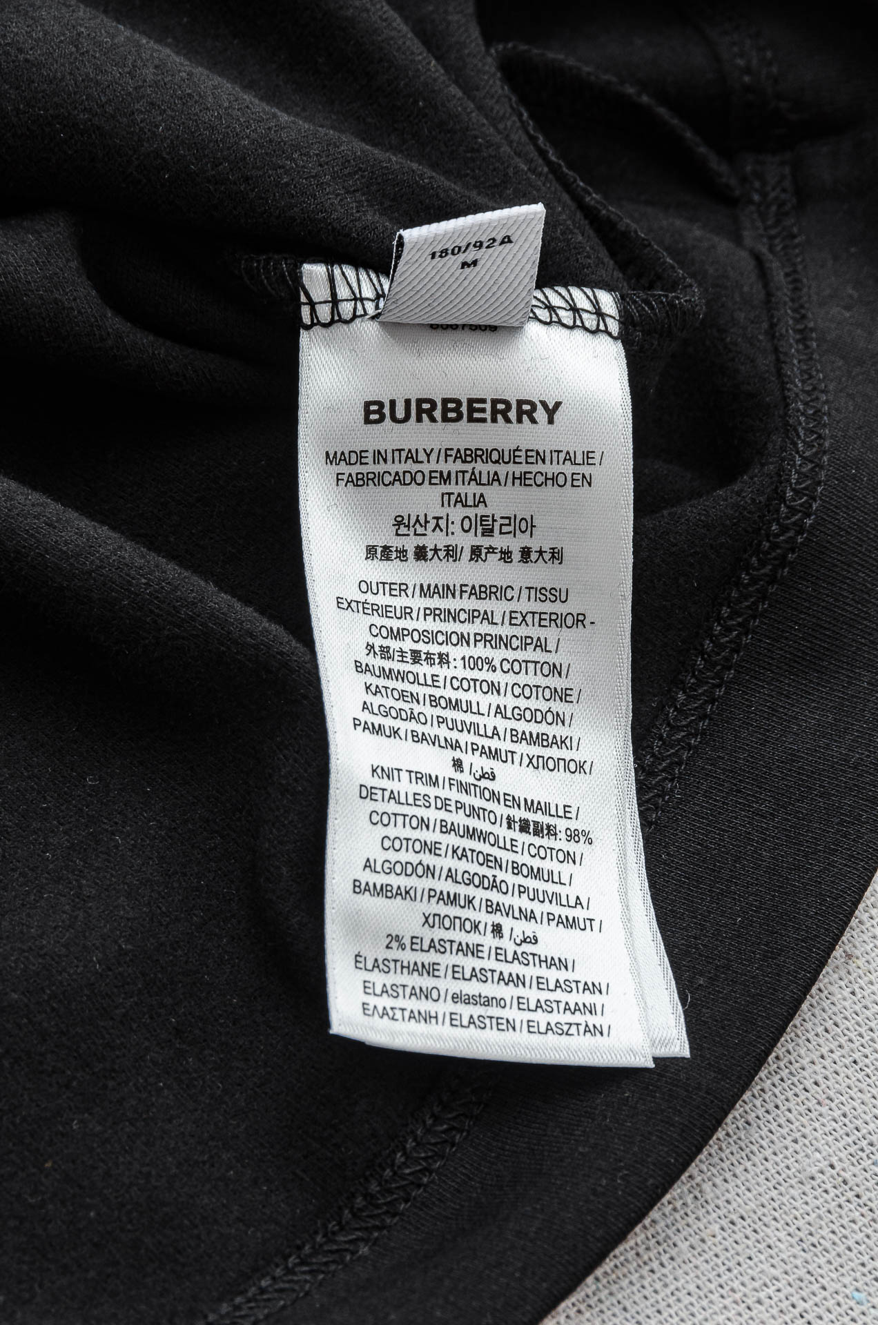 Burberry Male Shirt Cotton Black Fleece Lined M-xl