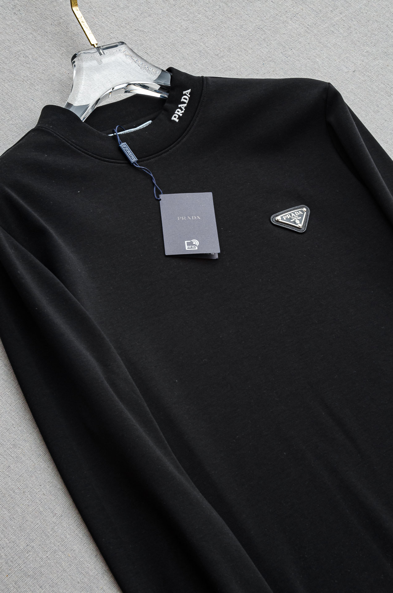 Prada Male Shirt Cotton Black Fleece Lined M-xl