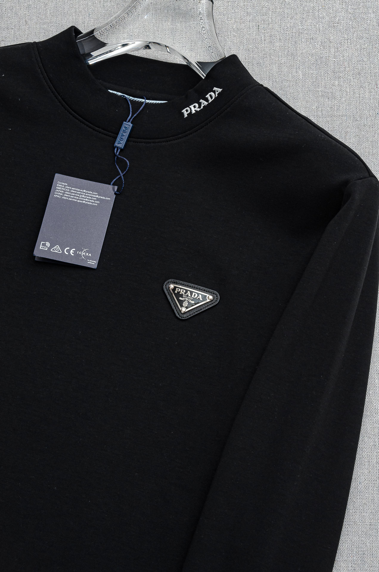 Prada Male Shirt Cotton Black Fleece Lined M-xl