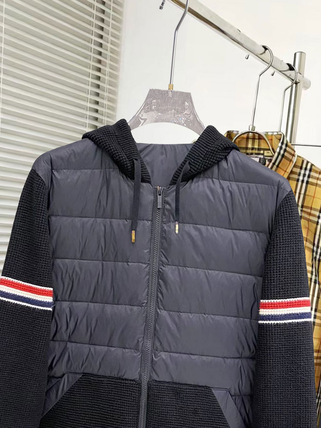Thom Browne Female Down Jacket Knitted Slim Fit M-xl