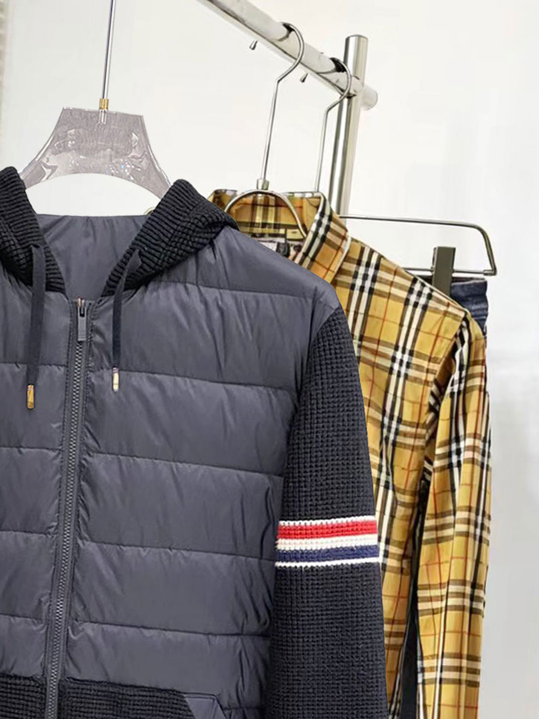 Thom Browne Female Down Jacket Knitted Slim Fit M-xl