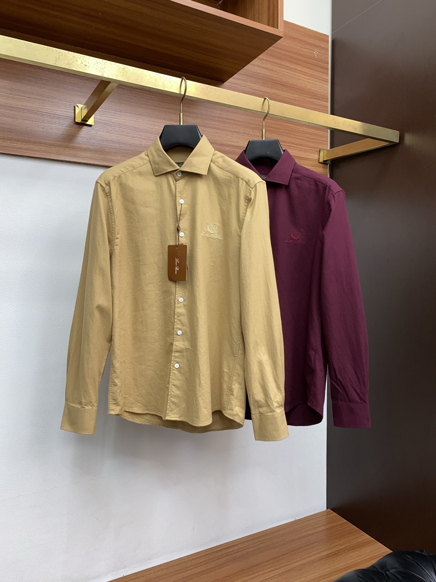 Loro Piana Male Shirt Cotton Red Slim Fit S-l-xxl