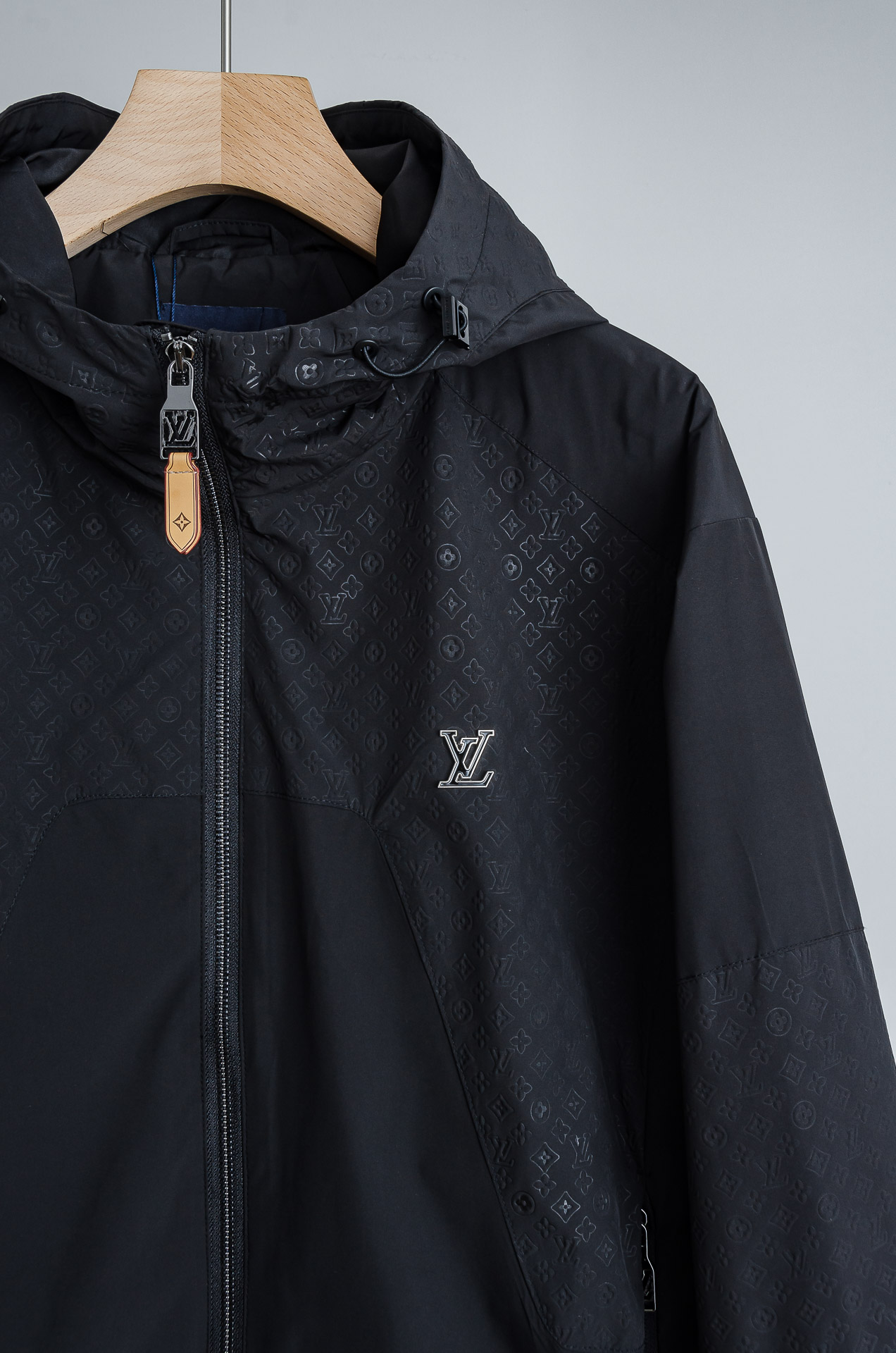 Louis Vuitton Male Jacket Polyester Black Hooded M-l-xl