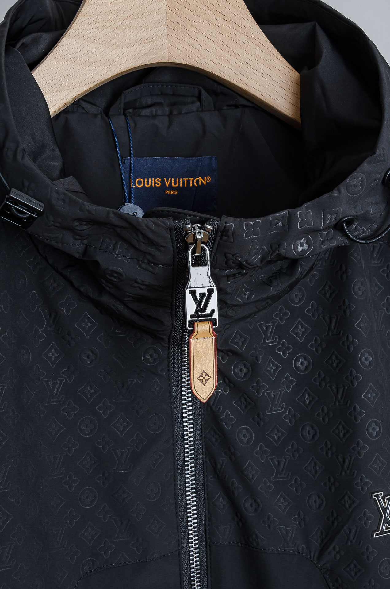 Louis Vuitton Male Jacket Polyester Black Hooded M-l-xl