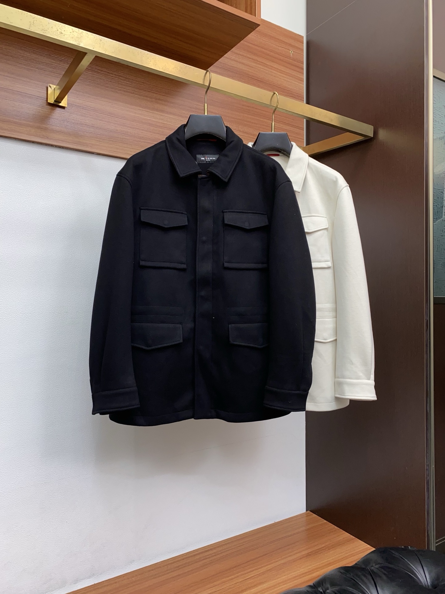 Kiton Male Jacket Wool Blue Slim Fit M-xl