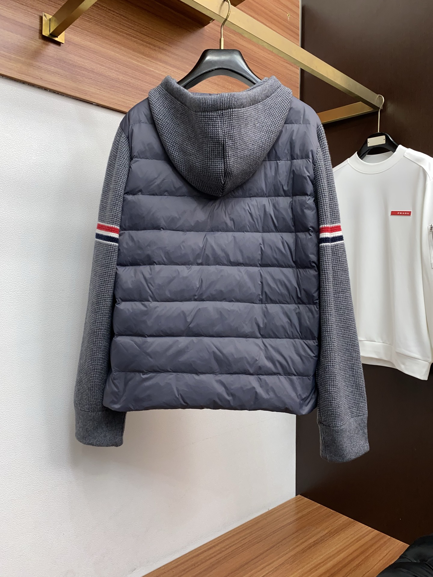 Thom Browne Male Down Jacket Knitted Hooded M-xl