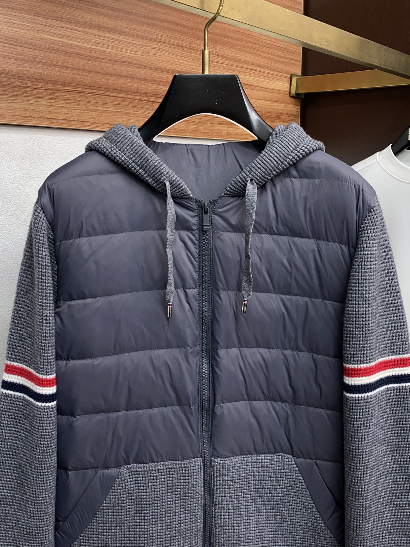 Thom Browne Male Down Jacket Knitted Hooded M-xl