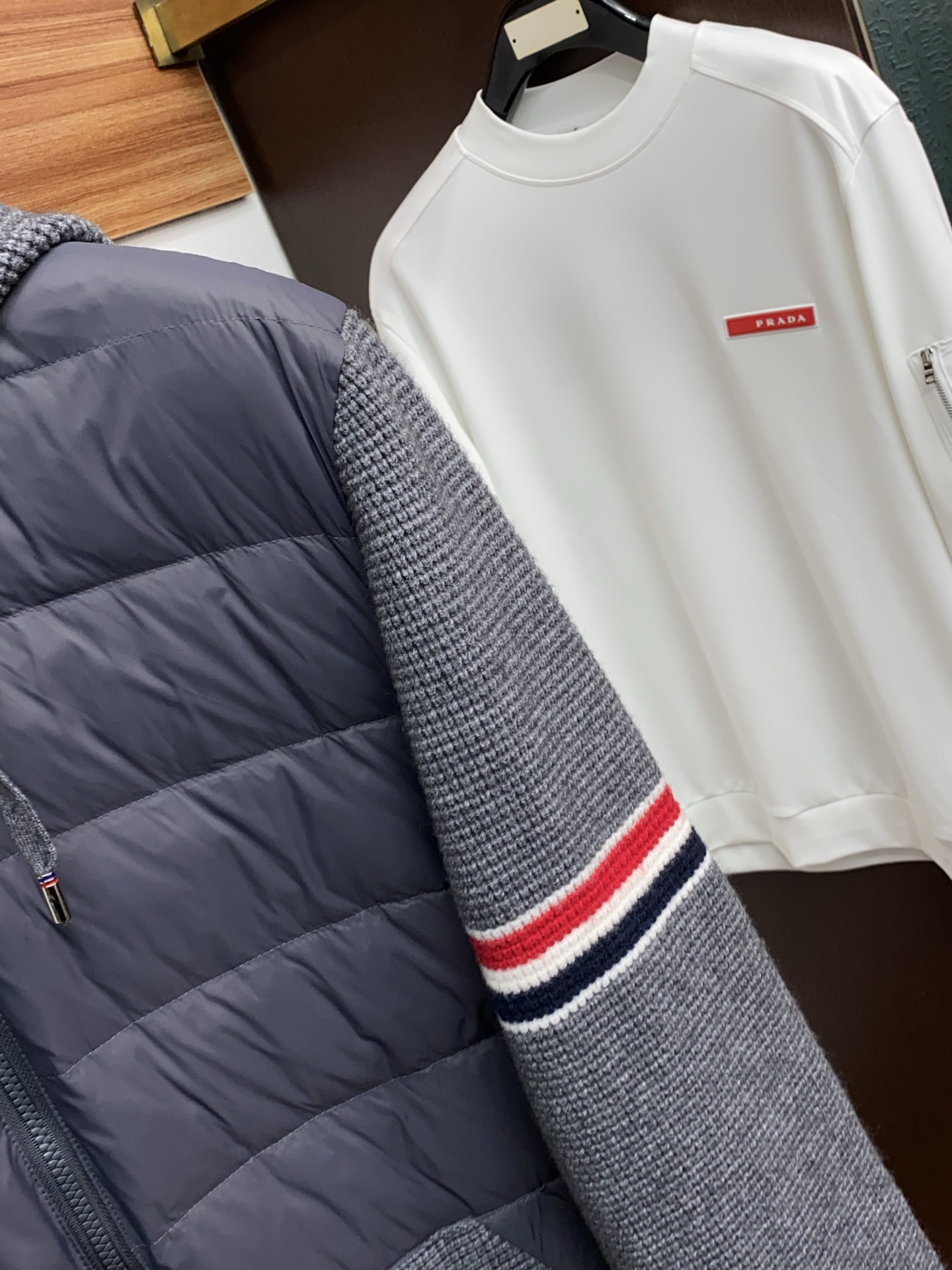 Thom Browne Male Down Jacket Knitted Hooded M-xl