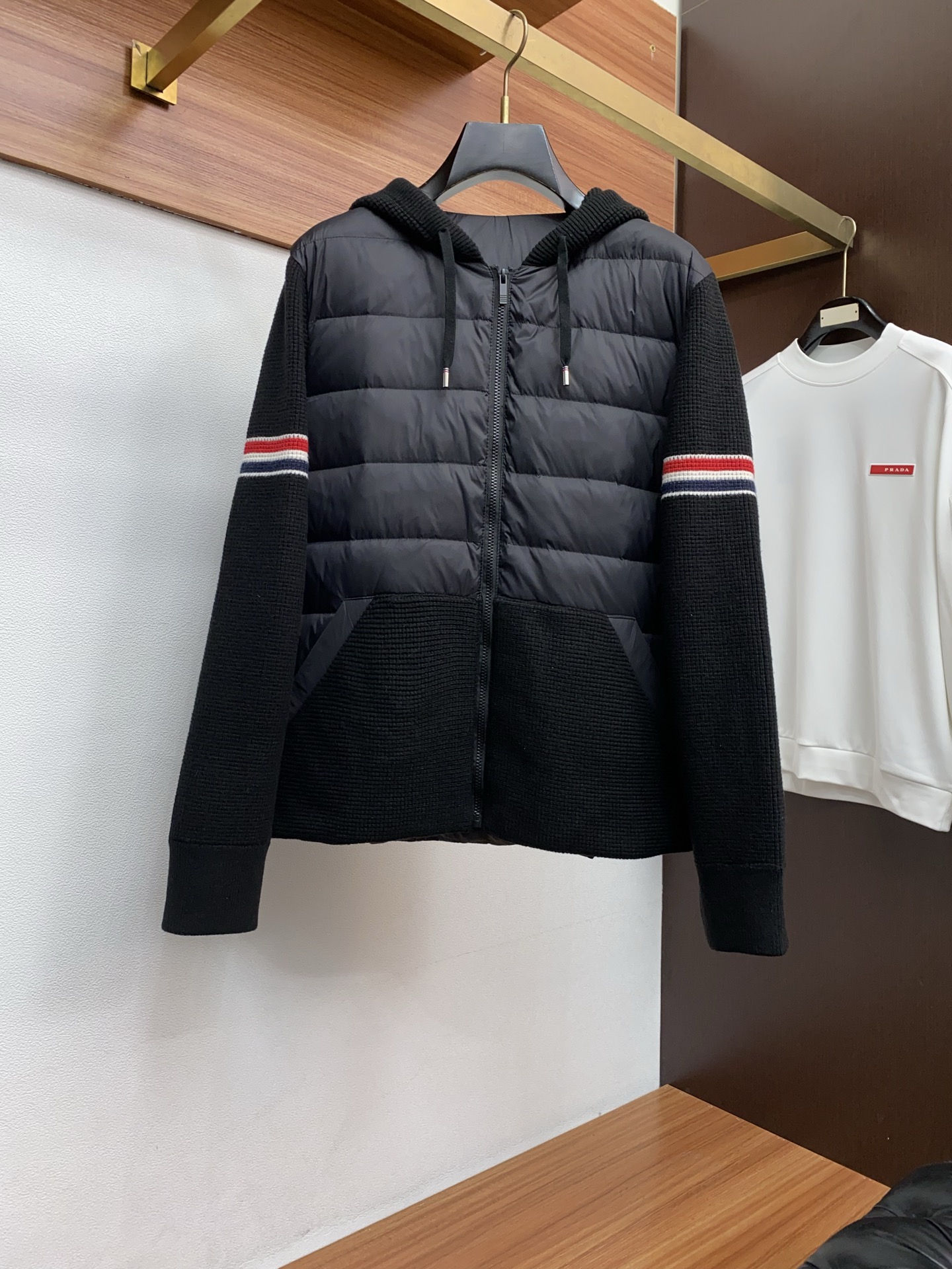 Thom Browne Male Down Jacket Knitted Hooded M-xl
