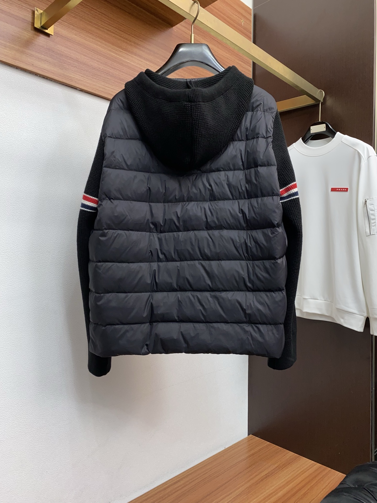 Thom Browne Male Down Jacket Knitted Hooded M-xl