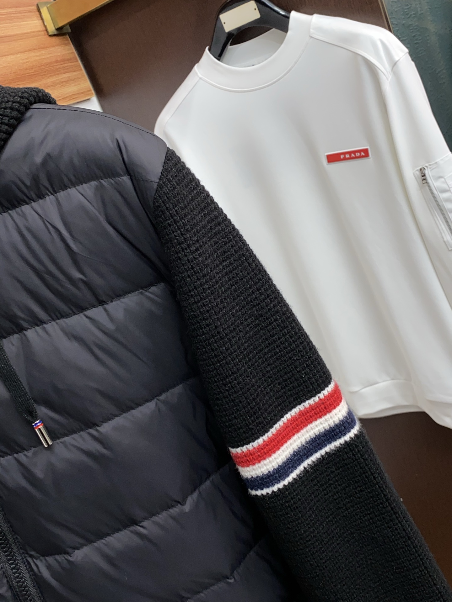 Thom Browne Male Down Jacket Knitted Hooded M-xl