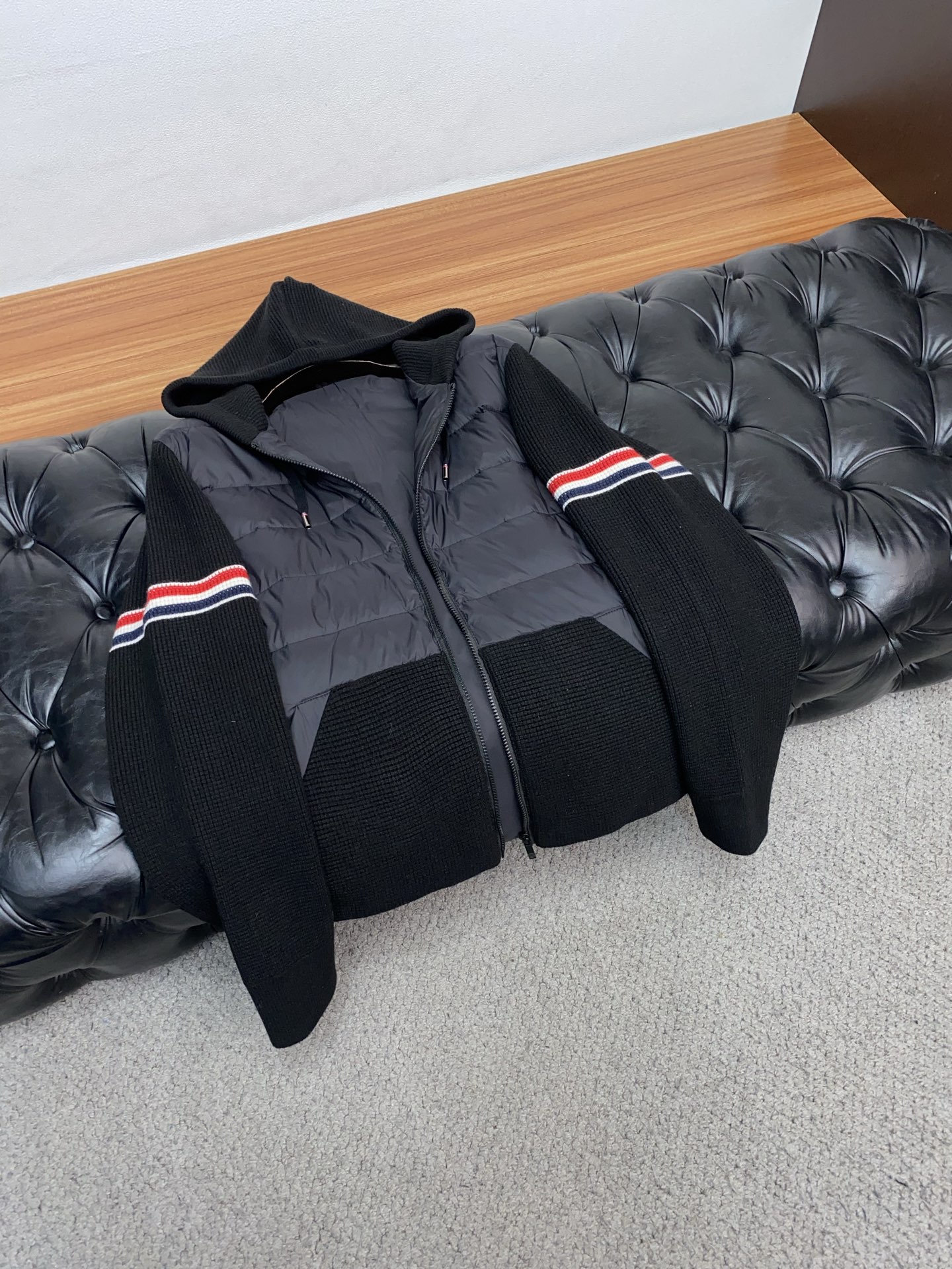 Thom Browne Male Down Jacket Knitted Hooded M-xl