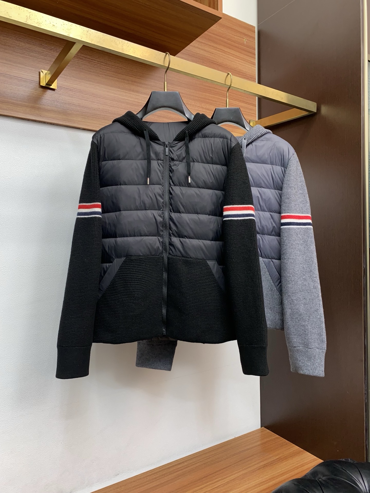 Thom Browne Male Down Jacket Knitted Hooded M-xl