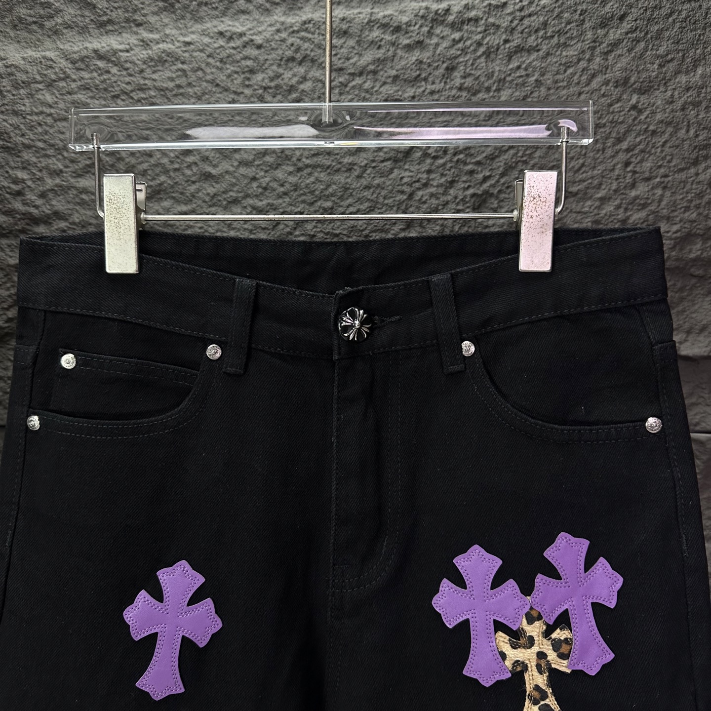 Chrome Hearts Couple Jeans Black Loose Fit