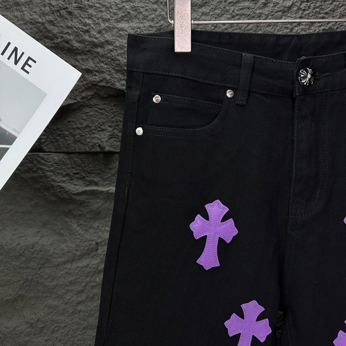 Chrome Hearts Couple Jeans Black Loose Fit