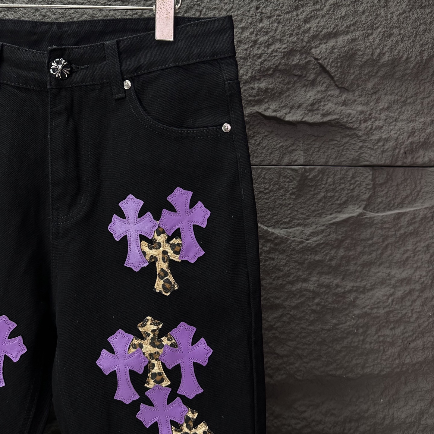 Chrome Hearts Couple Jeans Black Loose Fit