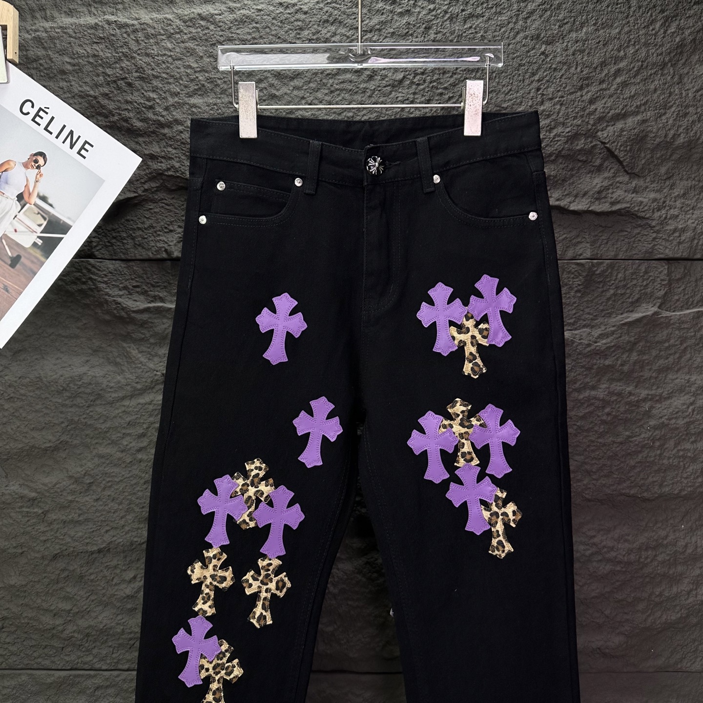 Chrome Hearts Couple Jeans Black Loose Fit