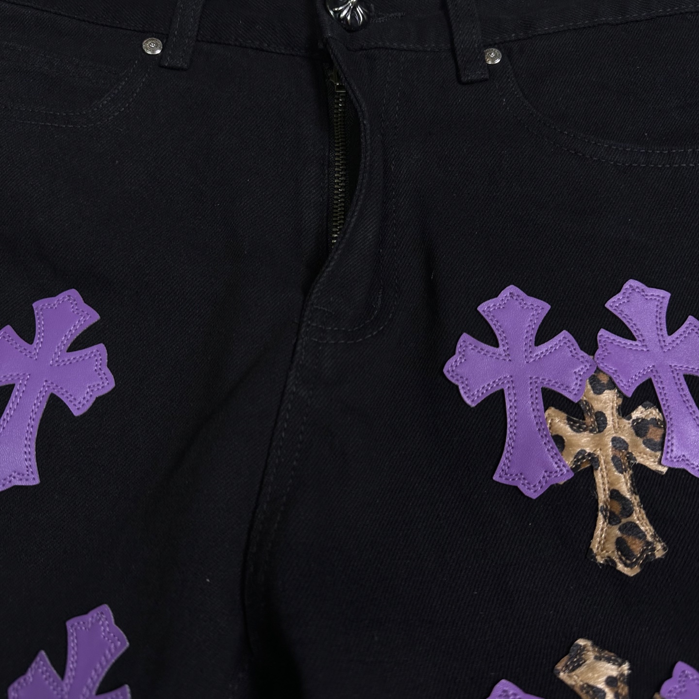 Chrome Hearts Couple Jeans Black Loose Fit